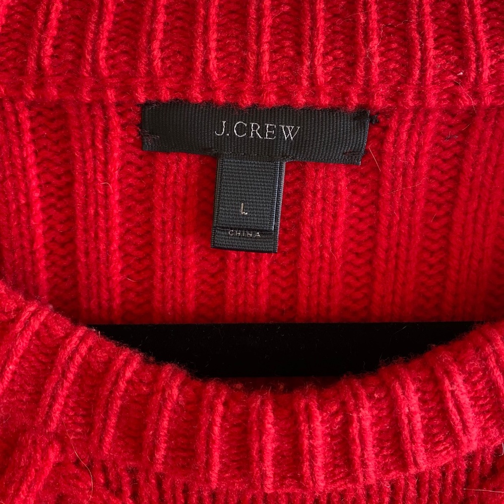 J Crew Wool Sweater Red Long Sleeve Knit Size Large - Picture 8 of 9